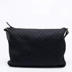 Pre Owned Gucci Black GG Canvas Messenger Bag