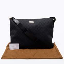Pre Owned Gucci Black GG Canvas Messenger Bag