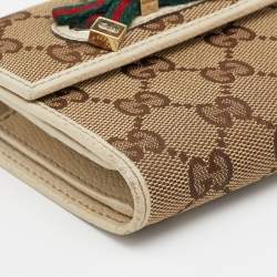 Gucci Beige/Off White GG Canvas And Leather Princy Compact Trifold Wallet