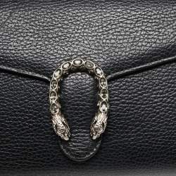 Pre Owned Gucci Black Leather Dionysus Wallet on Chain