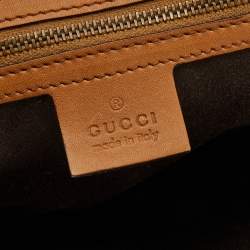 Pre Owned Gucci Beige/Tan GG Canvas And Suede Boston Bag