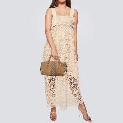 Pre Owned Gucci Beige/Tan GG Canvas And Suede Boston Bag