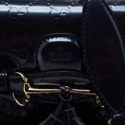 Pre Owned Gucci Blue Guccissima Patent Leather Mini Emily Crossbody Bag