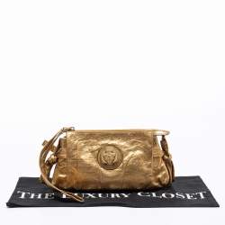 Pre Owned Gucci Metallic Gold Leather Hysteria Clutch