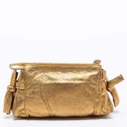 Pre Owned Gucci Metallic Gold Leather Hysteria Clutch