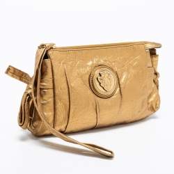 Pre Owned Gucci Metallic Gold Leather Hysteria Clutch