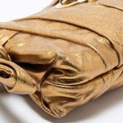 Pre Owned Gucci Metallic Gold Leather Hysteria Clutch