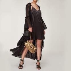 Pre Owned Gucci Metallic Gold Leather Hysteria Clutch