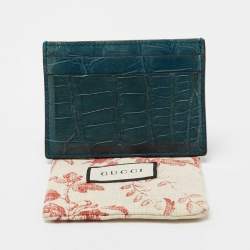 Gucci Teal Alligator Card Holder