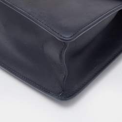 Pre Owned Gucci Black Leather Mini Web Chain Sylvie Top Handle Bag