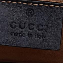 Pre Owned Gucci Black Leather Mini Web Chain Sylvie Top Handle Bag