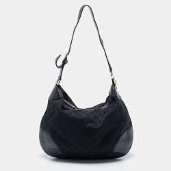 Pre Owned حقيبة هوبو غوتشي شارلوت جلد وكانفاس بيج / بني متوسطة