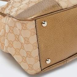 Pre Owned Gucci Beige/Gold GG Canvas And Leather Princy Tote 