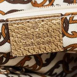 Pre Owned Gucci Beige/Gold GG Canvas And Leather Princy Tote 