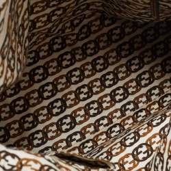 Pre Owned Gucci Beige/Gold GG Canvas And Leather Princy Tote 