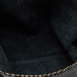 Pre Owned Gucci Black Leather Logo Print Zip Pouch