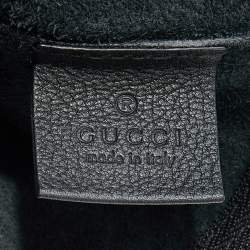 Pre Owned Gucci Black Leather Logo Print Zip Pouch