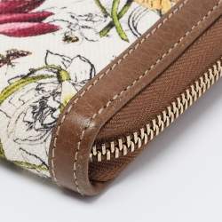 Gucci Multicolor Floral Print Canvas and Leather Bamboo Tassel Zip Around Wallet