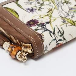 Gucci Multicolor Floral Print Canvas and Leather Bamboo Tassel Zip Around Wallet