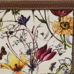 Gucci Multicolor Floral Print Canvas and Leather Bamboo Tassel Zip Around Wallet
