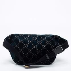 Pre Owned Gucci Blue GG Velvet Web Belt Bag