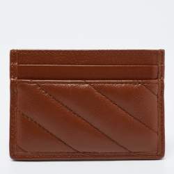 مملوكة مسبقًا Gucci Brown Matelasse Leather GG Marmont Card Holder