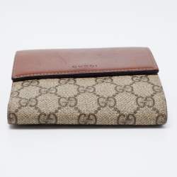 Gucci Brown/Beige GG Supreme Canvas and Leather French Wallet