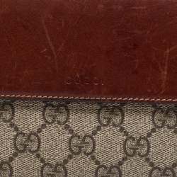 Gucci Brown/Beige GG Supreme Canvas and Leather French Wallet