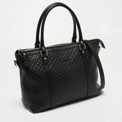 Pre Owned Gucci Black Microguccissima Leather Satchel