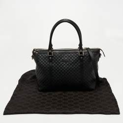 Pre Owned Gucci Black Microguccissima Leather Satchel