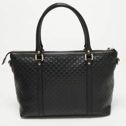 Pre Owned Gucci Black Microguccissima Leather Satchel