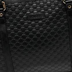 Pre Owned Gucci Black Microguccissima Leather Satchel
