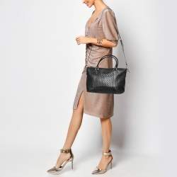 Pre Owned Gucci Black Microguccissima Leather Satchel