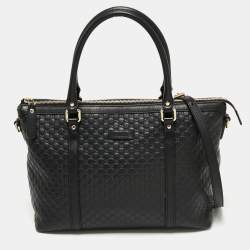 Pre Owned Gucci Black Microguccissima Leather Satchel