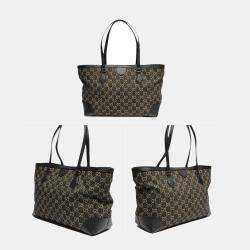 Pre Owned Gucci Black GG Coated Canvas Leather Medium Ophidia Tote Bag 