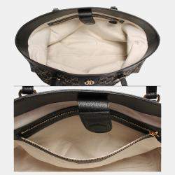 Pre Owned Gucci Black GG Coated Canvas Leather Medium Ophidia Tote Bag 