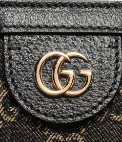 Pre Owned Gucci Black GG Coated Canvas Leather Medium Ophidia Tote Bag 