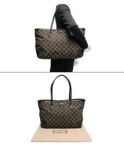 Pre Owned Gucci Black GG Coated Canvas Leather Medium Ophidia Tote Bag 