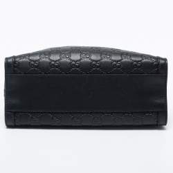 Pre Owned Gucci Black Guccissima Leather Small Padlock Tote