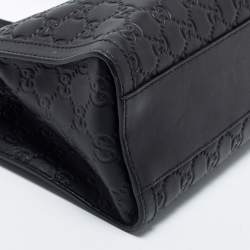 Pre Owned Gucci Black Guccissima Leather Small Padlock Tote