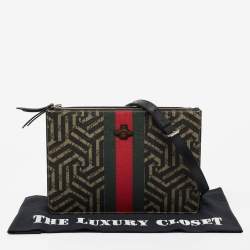 Pre Owned Gucci Beige GG Supreme Canvas And Leather Caleido Web Messenger Bag