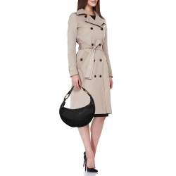 Pre Owned Gucci Black GG Canvas and Web Bamboo Ring Hobo
