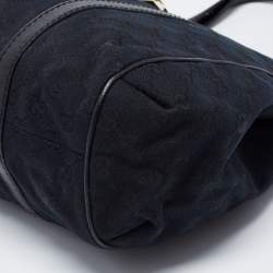 Pre Owned Gucci Black GG Canvas and Leather Medium New Ladies Web Tote  