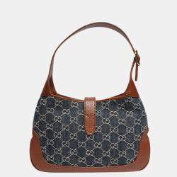 Gucci Jackie 1961 GG Denim Mini Hobo Shoulder Bag Leather Blue Women Italy  w/Box