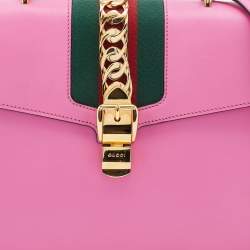 Pre Owned Gucci Pink Leather Medium Sylvie Top Handle Bag