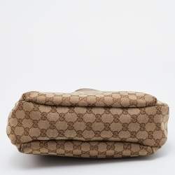 Pre Owned Gucci Beige/Brown GG Canvas And Leather Medium New Ladies Web Hobo