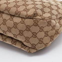 Pre Owned Gucci Beige/Brown GG Canvas And Leather Medium New Ladies Web Hobo