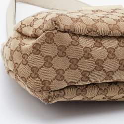 Pre Owned Gucci Beige/Brown GG Canvas And Leather Medium New Ladies Web Hobo