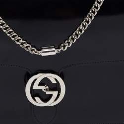 مملوكة مسبقًا Gucci Black Leather Medium Interlocking G Shoulder Bag