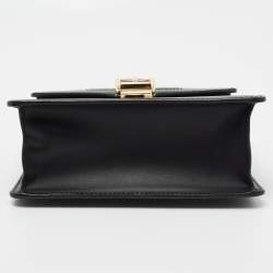 Pre Owned Gucci Black Leather Mini Web Chain Sylvie Top Handle Bag